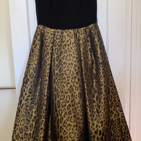 Theia Gown Black with Brown and Gold Animal Print, Sz 6 - Picture 3 of 8